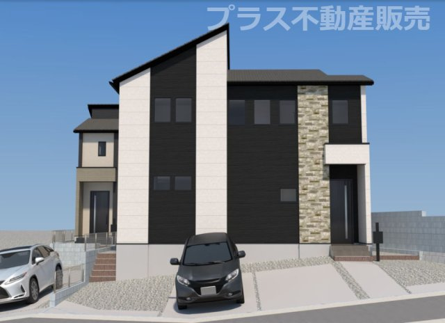 【外観】 | 福岡市南区老司5丁目5期Y　2号棟（全2棟）【仲介手数料無料・0円】 | 完成イメージの外観パースです。