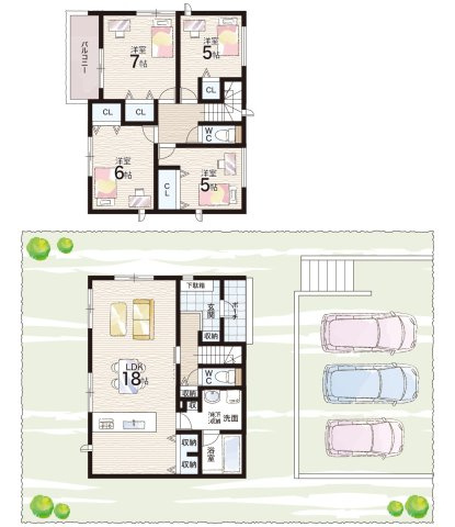 神戸市北区緑町　第2期　新築一戸建ての間取り