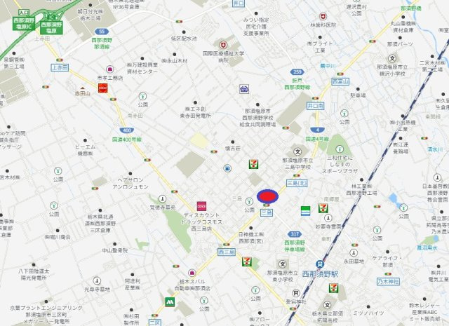 那須塩原市三島１丁目　土地の地図