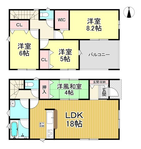 常滑市保示町2丁目　全2棟　1号棟の間取り|4LDK+WIC☆