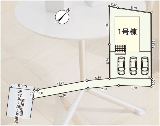 朝倉郡筑前町朝園第6 1号棟の区画図