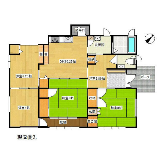 【間取り】 | 小郡市大保　戸建て | 2009年築平屋、一条工務店施工、土地137坪のゆとりが魅力【駐車3台可】