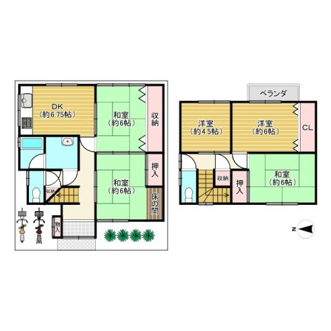 長岡京市緑が丘の間取り|部屋数にゆとりがある5DKの間取りは、ご家族の多い世帯にもぴったりです。
空家につき内覧可能(^^）