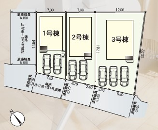 【区画図】 | クレイドルガーデン甲府市富竹第5　3号棟 | 区画図