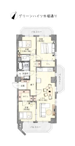 グリーンハイツ外堀通の間取り