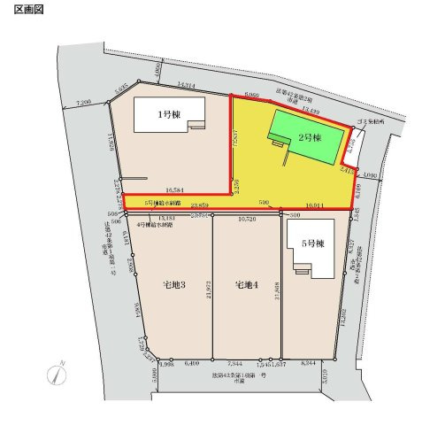 新築　藤岡市下戸塚　Livele Garden.S　2号棟の区画図|2号棟　区画図　北側接道幅員約3ｍ　西側接道幅員約7.2ｍ
