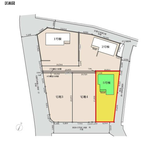 新築　藤岡市下戸塚　Livele Garden.S　5号棟の区画図|5号棟　区画図　南側接道幅員約5.5ｍ　東側接道幅員約3ｍ

