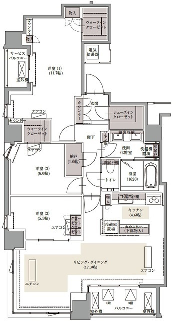 千代田区四番町の賃貸マンションの間取り