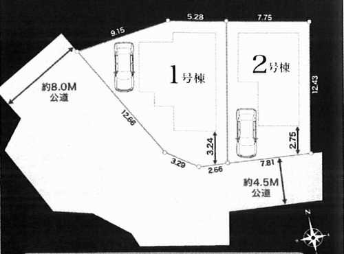 横浜市旭区金が谷2丁目第1期　新築戸建全2棟の区画図