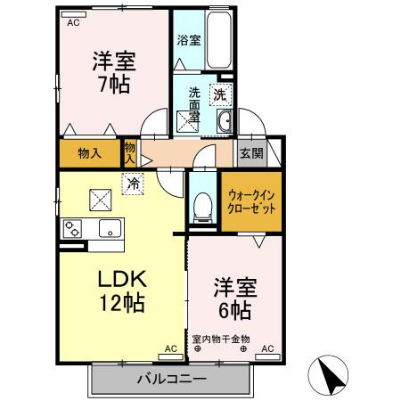 ブラン・ブルー Dの間取り