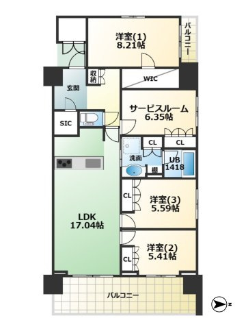 【間取り】 | エンブルエバー清水駅前 中古マンション | 効率的かつ暮らしのことをしっかり考えた間取りです
