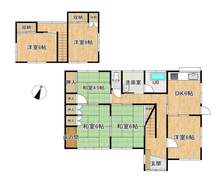 桶川市加納　中古戸建の間取り|桶川市加納　中古戸建・6DK・土地面積165.28m2・建物面積104.33m2