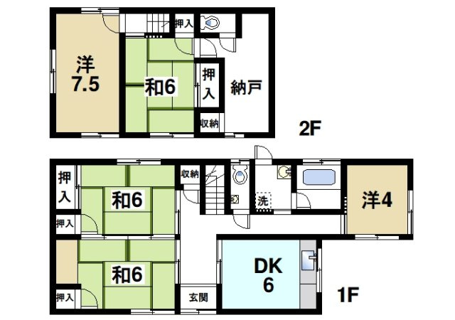 大和郡山市東奈良口町戸建の間取り|ファミリーさんにおススメの間取りです。