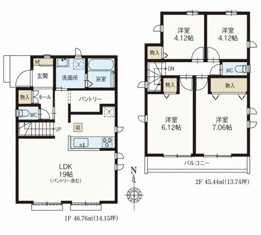小平市鈴木町1丁目 西武新宿線 花小金井駅 新築戸建ての間取り