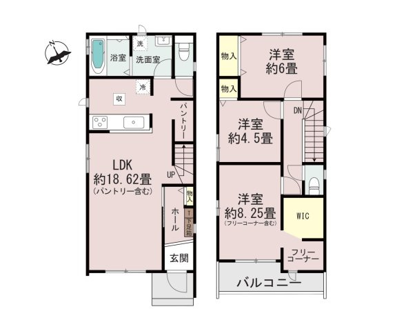 春日市春日原東町4丁目第1-4棟(A号棟)の間取り|全居室収納付きで便利です。