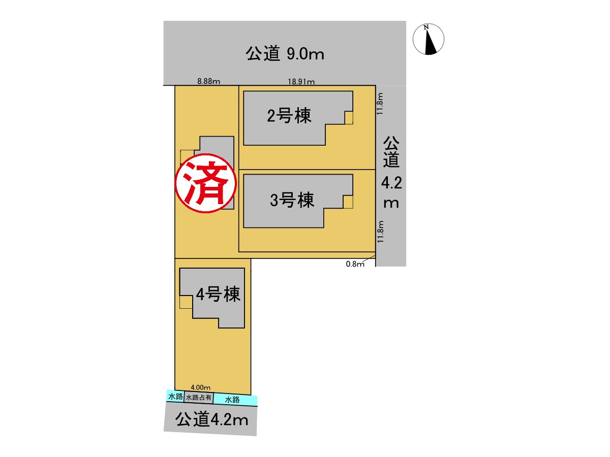 リーブルガーデン　大垣市青木町　全４区画分譲の区画図|■区画図
■YAMADA電機の　ヤマダ不動産　株式会社リライフ　
いつでもお問合わせ下さい。