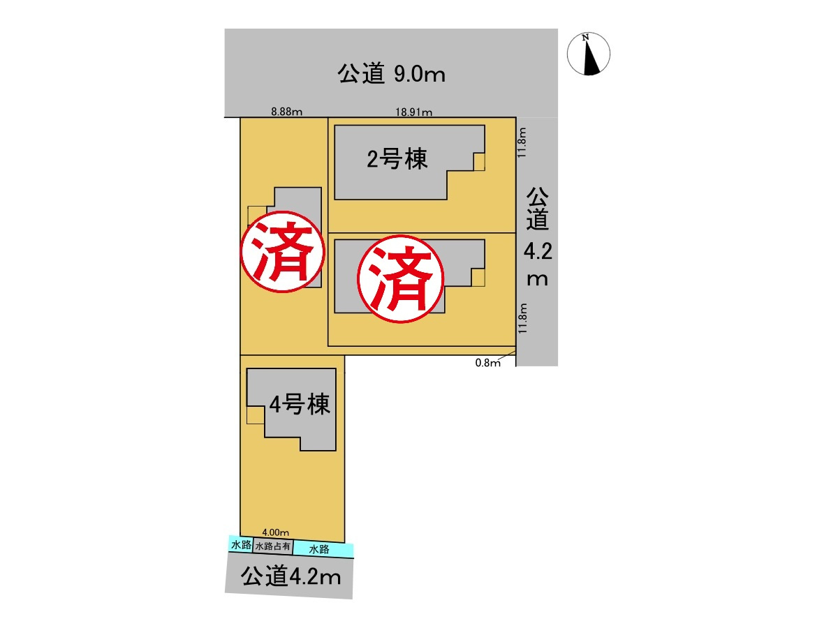 リーブルガーデン　大垣市青木町　全４区画分譲の区画図|■区画図
■YAMADA電機の　ヤマダ不動産　株式会社リライフ　
いつでもお問合わせ下さい。