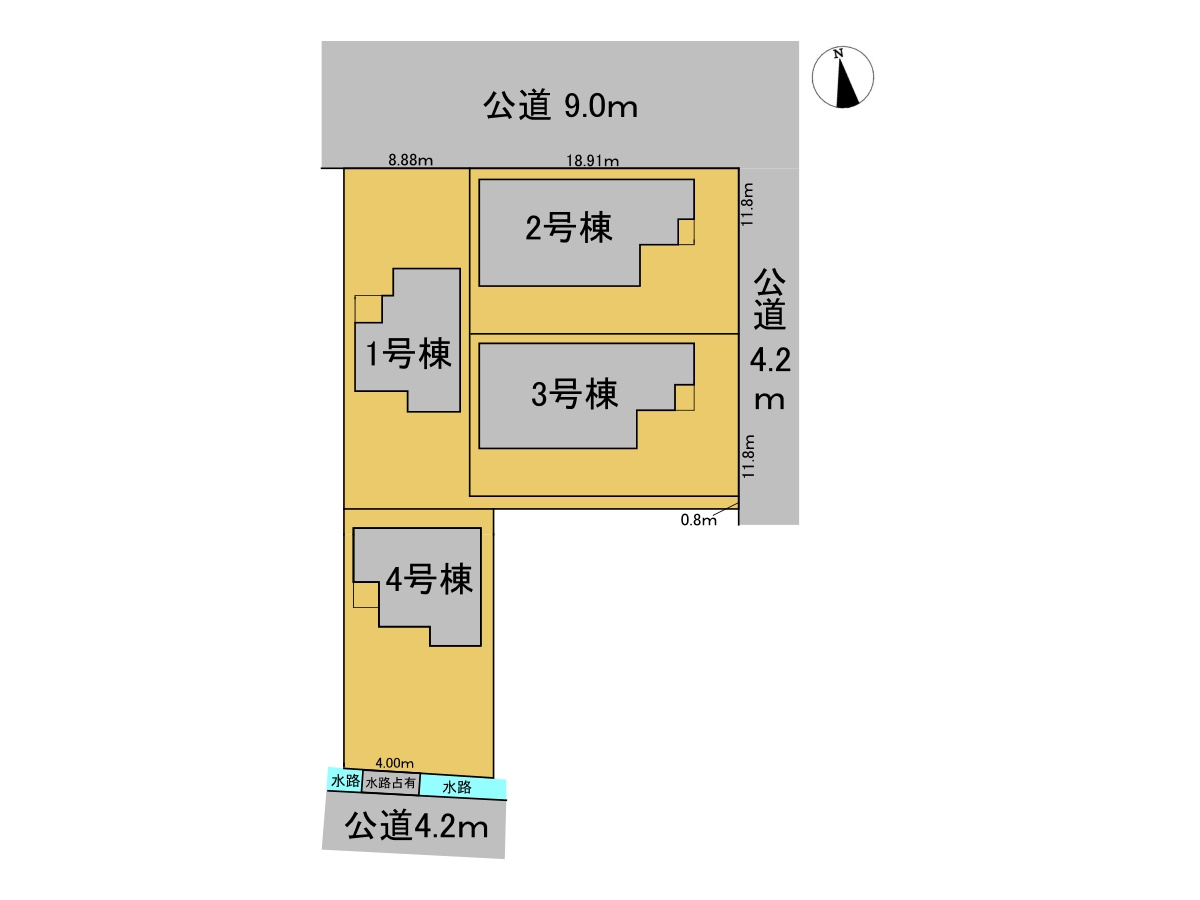 リーブルガーデン　大垣市青木町　全４区画分譲の区画図|■区画図
■YAMADA電機の　ヤマダ不動産　株式会社リライフ　
いつでもお問合わせ下さい。