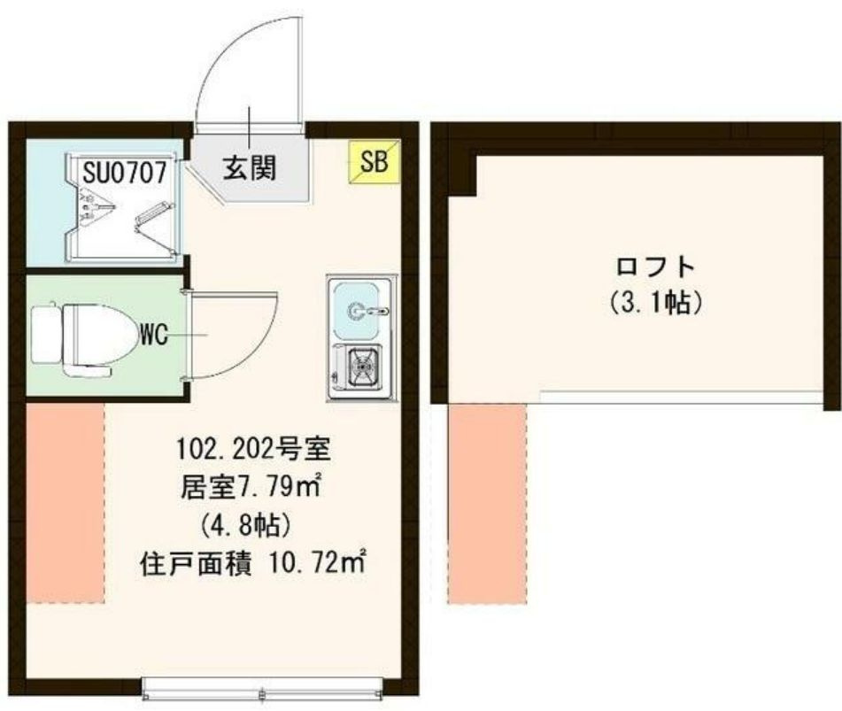 フレシール尾久(フレシールオク)の間取り|収納・寝室にも使えるロフト☆