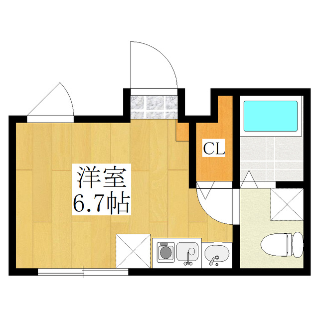 ＣＲＥＡＬ王子Ｎｏｒｔｈの間取り|最上階のワンルーム