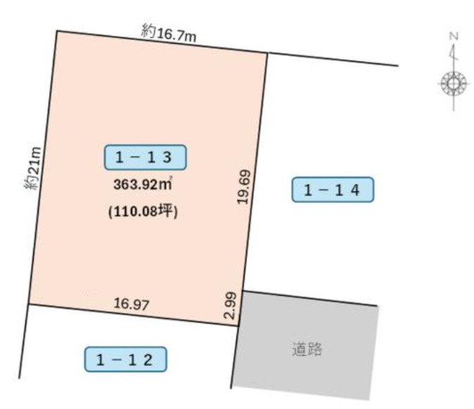 越前市稲寄町　分譲地1-13の土地図