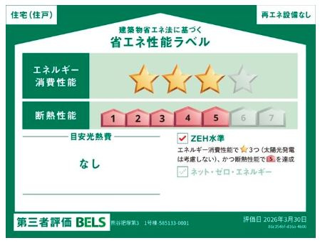 リーブルガーデン．S　熊谷肥塚第３　の省エネ性能ラベル|１号棟省エネ性能ラベル