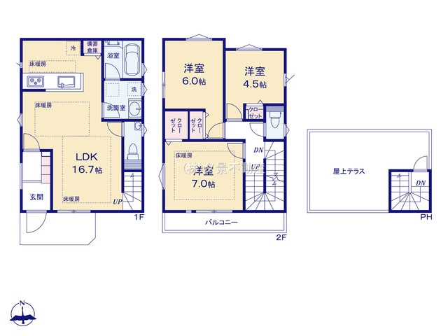 《仲介手数料無料》西東京市栄町２丁目6-28新築一戸建ての間取り
