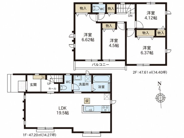 小平市鈴木町1丁目 西武新宿線 花小金井駅 新築戸建の間取り