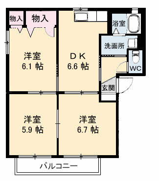 【間取り】 | サニーズ福庭Ⅱ　C棟