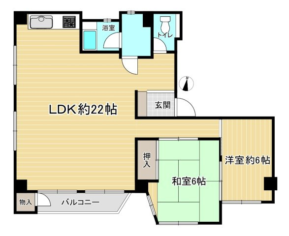 ジョイフル御影の間取り|全室　南向き　陽当り・通風良好