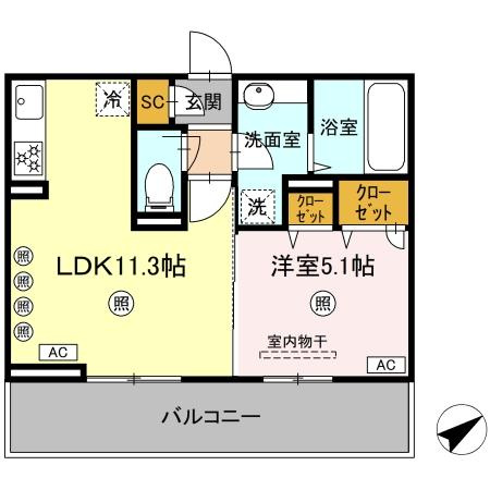 (仮称）D-ROOM八代市西片町18PJの間取り