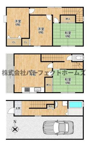 招提南町1丁目戸建　賃貸の間取り