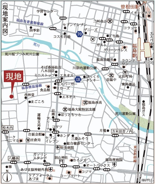 新築戸建・新築建売　福島市八木田第7　吉井田小・岳陽中の地図