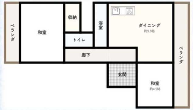 【間取り】 | 住建第２ハイプレース | 南西・北東の両面バルコニーなので、陽当たり・通風良好です！