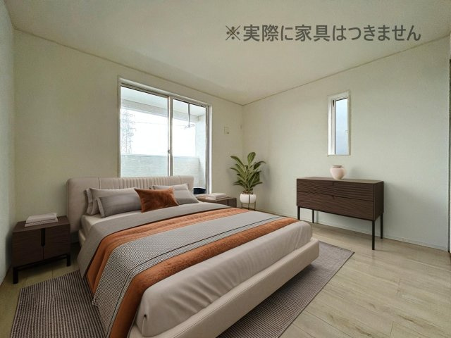 新築戸建・新築建売　郡山市大槻町第38　開成小・第一中の洋室|画像はバーチャルホームステージングの加工による演出で、実際の家具は付きません。