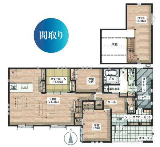 【間取り】 | 一宮町東浪見 新築平屋ヴィラE棟（収益物件） | E棟間取