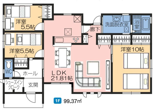 吉岡町漆原の間取り|1号棟