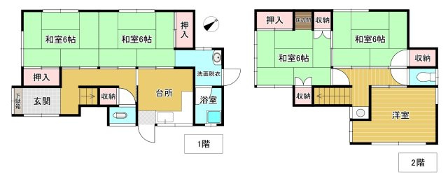 伊東港まで約400m　大型5DKの貸家の間取り