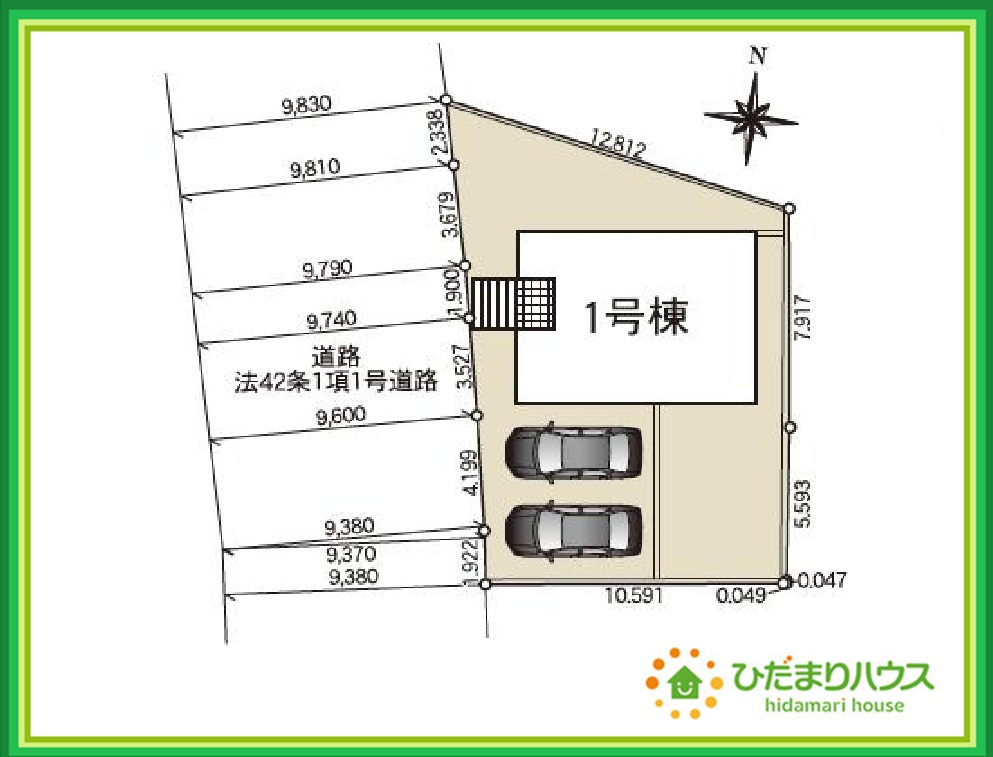 高萩市有明町第6　新築戸建の区画図|カースペースは2台分確保!(^^)!