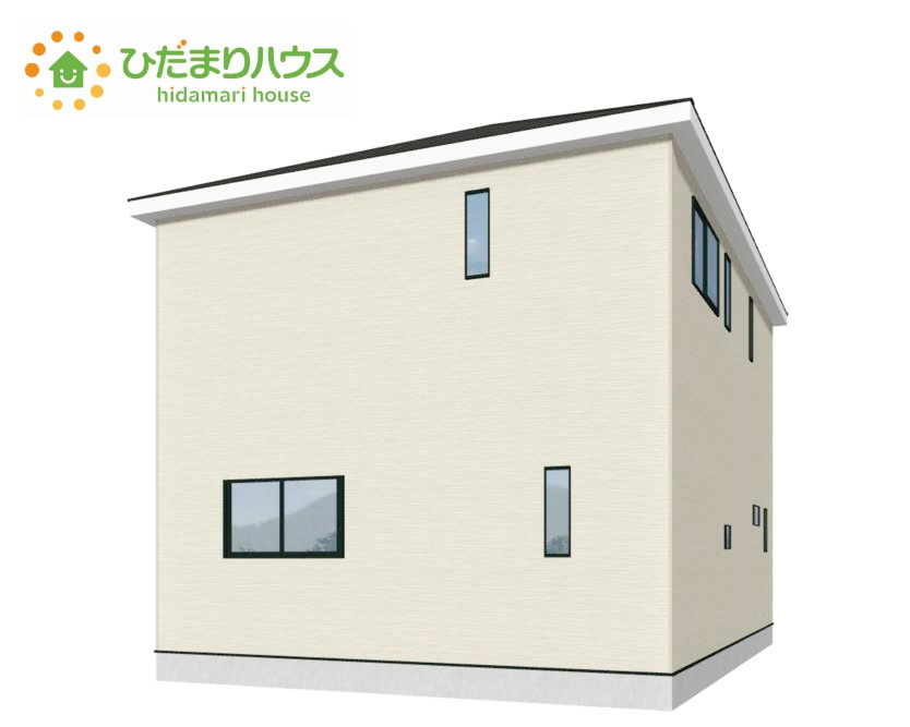 高萩市有明町第6　新築戸建の外観パース|白を基調とした明るい印象を受ける外観です！