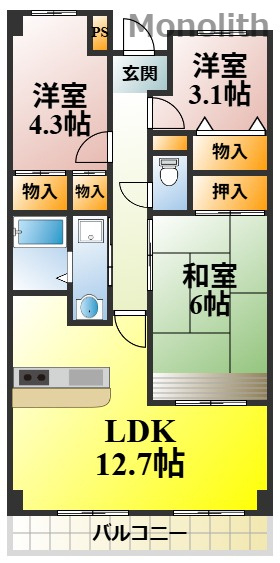 リアンジェ泉大津の間取り