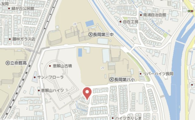 ⻑岡京市久⾙2丁目　新築戸建の地図