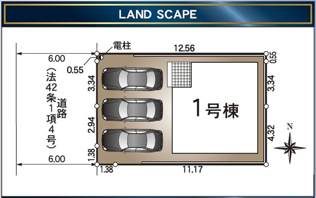 【区画図】 | 焼津市石津第6　新築戸建　全1棟 | ３台駐車可能！ゆったりスペースで駐車も楽ちん♪