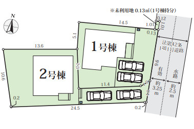 小田原市新屋2期　新築戸建　全2棟1号棟の区画図