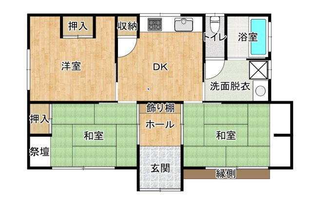 郡山市緑町　平屋　中古戸建ての間取り|現況と間取り図が相違する場合には現況と優先とします。現地をよくご確認の上ご検討ください。