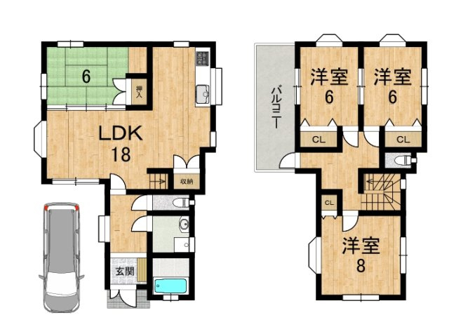 堺市東区関茶屋戸建ての間取り