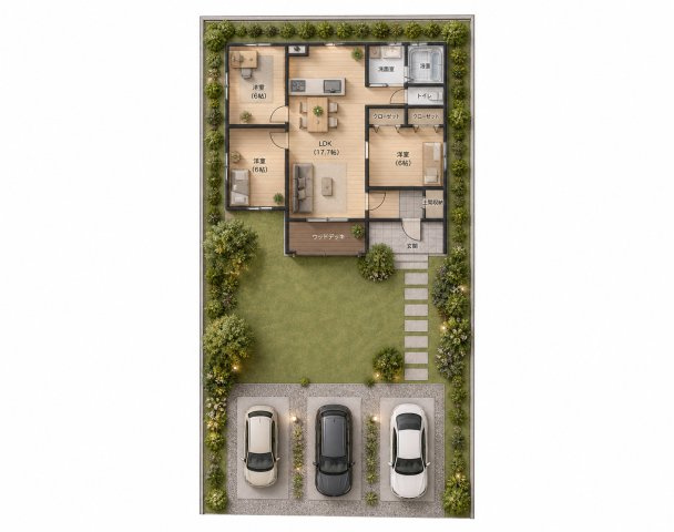 久喜市緑一丁目　建築条件なし売地の参考プラン|【参考】平屋24坪PLAN
