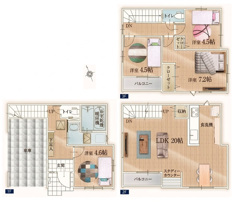 [新築住宅] さいたま市南区根岸 6期 全3棟の間取り