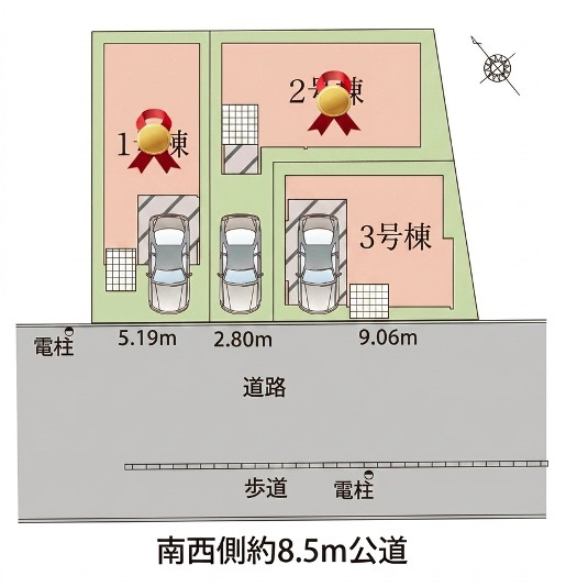 [新築住宅] さいたま市南区根岸 6期 全3棟の区画図