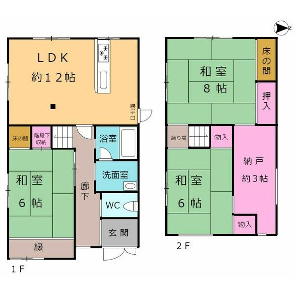 百楽荘4丁目貸家の間取り|3SLDK